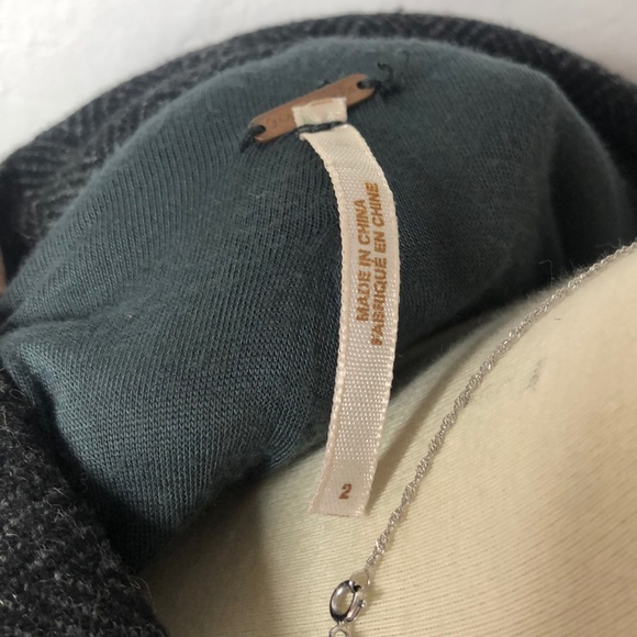 Free People Gray Herringbone Wool Blend Jacket 2 - Picture 8 of 9